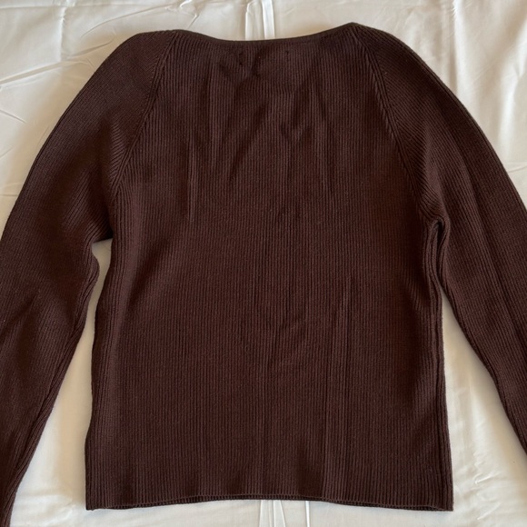 OAK + FORT Ribbed Knit Long Sleeve in Chocolate Brown - Picture 4 of 6